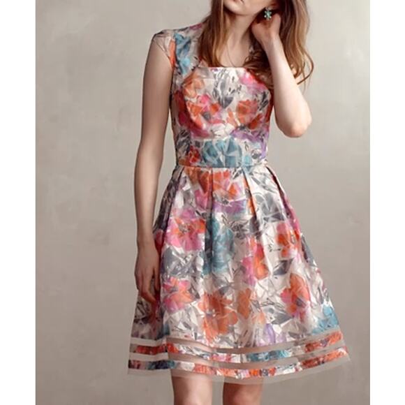 Sachin + Babi Anthropologie Faria Floral Square Neck Organza Dress - Picture 1 of 11